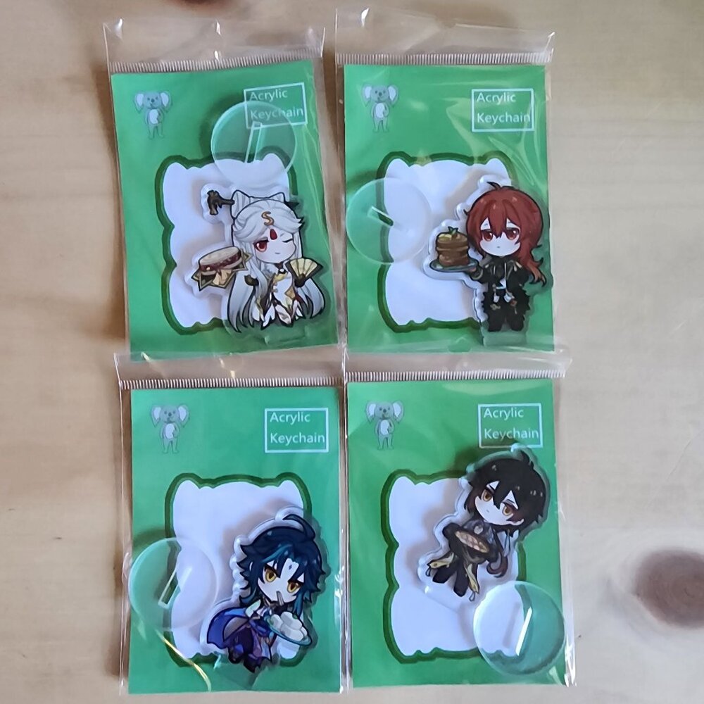 Fan Art  Genshin Impact Acrylic Stands Set Of‎ 4 Diluc Ningguang Zhongli Xiao